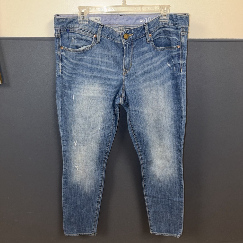 Gap 1969 Always Skinny Blue Jeans 32/14r Mid Rise Classic Straight Women's Pants
